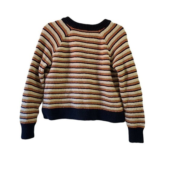 Madewell Sweater Womens Small Arden V-Neck Crop Pullover Striped Multicolor - Picture 2 of 11